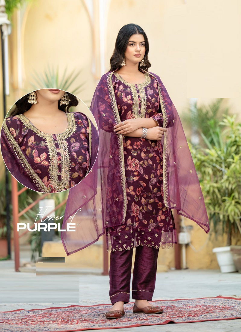 Kaya Barfi Chanderi Model Readymade Suits Catalog